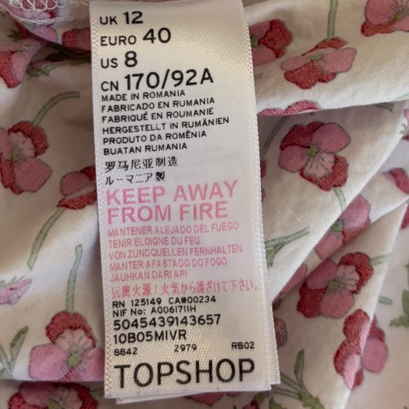 Topshop Floral White and Pink Mini Dress US Women’s Size 8 Pretty Summer Dress - Picture 10 of 10